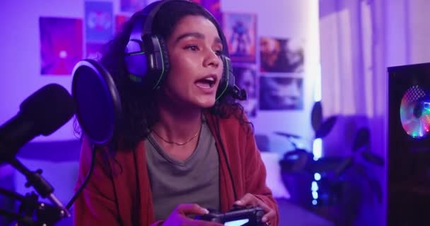 Oyuncu Kutlama Video Oyunu Kontrolörü Kutlama Ihracat Başarısı Olan Kız — Stok video