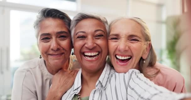 Alte Frauen Lächeln Oder Machen Selfies Sich Freundschaft Den Sozialen — Stockvideo