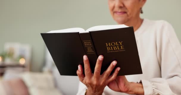 Keresztény Olvasás Személy Biblia Otthon Tanulmányozására Vallás Hit Tanulás Istenről — Stock videók