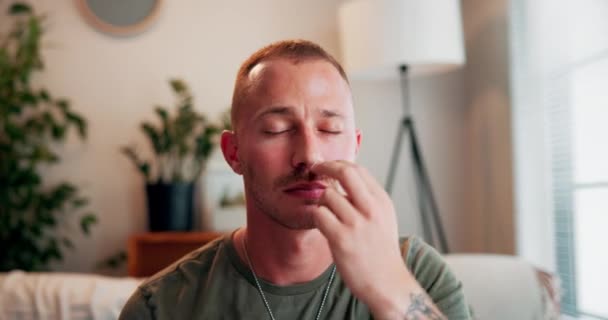Ademhaling Therapie Man Met Links Tikken Bank Voor Angst Geestelijke — Stockvideo