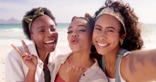 Жінки Обличчя Селфі Пляжі Друзями Літніх Канікулах Або Відпустці Дубаї — стокове відео