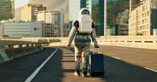 Spazio Viaggi Astronauta Città Con Vacanza Distopia Futura Scoperta Con — Video Stock