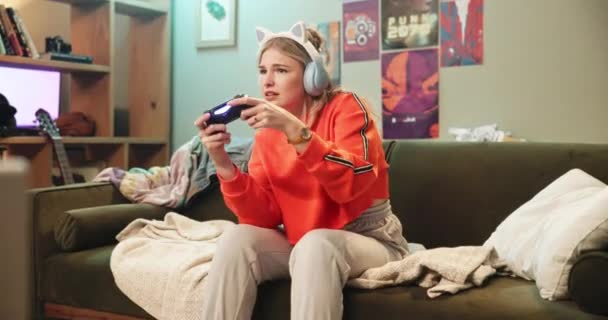 Gamer Perdre Échouer Avec Concurrence Les Esports Stress Erreur Femme — Video