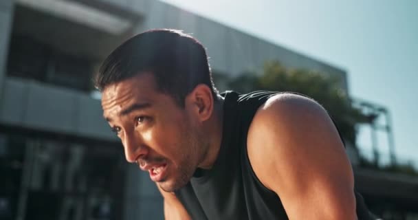 Respiração Exercício Homem Livre Cidade Para Fitness Pausa Energia Feliz — Vídeo de Stock