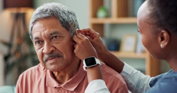 Nurse Patient Disability Hearing Aid Ear Medical Support Wellness Innovation — Stock Video