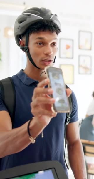 Livraison Homme Téléphone Portable Restaurant Commande Messager Pick Avec Application — Video