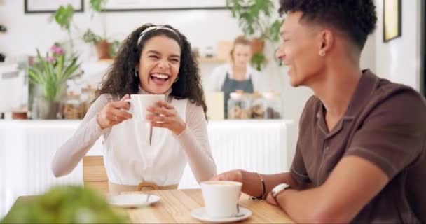 Vicces Kávézó Pár Beszélgetés Dátum Társadalmi Összejövetel Diákok Vita Férfi — Stock videók