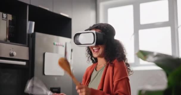 Óculos Realidade Virtual Tambores Domésticos Aéreos Com Mulher Streaming Música — Vídeo de Stock