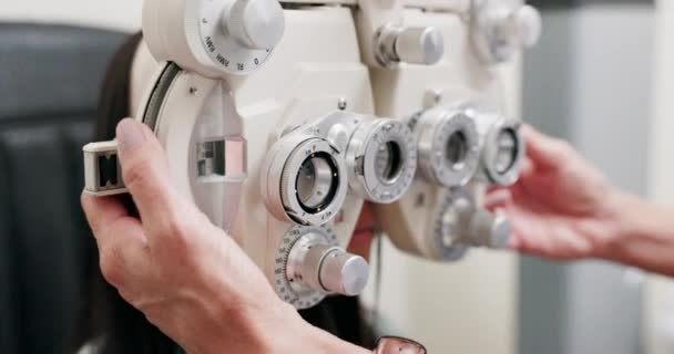 Фортепіано Аналіз Очей Оптометр Зору Медична Практика Оптичного Огляду Або — стокове відео