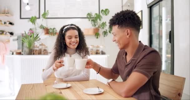 Toast Cafenea Cuplu Conversație Clienți Prânz Studenții Bărbat Femeie Clienți — Videoclip de stoc