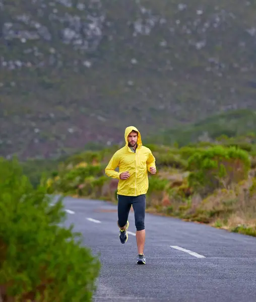 Running Winter Man Fitness Exercise Endurance Progress Morning Cardio Wet — Stock Photo, Image