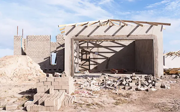 Construcción Hormigón Cemento Para Construcción Comunidad Con Arquitectura Gestión Inmuebles —  Fotos de Stock