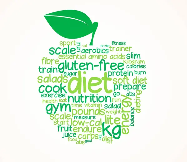 Text Healthy Nutrition Apple Diet Graphic Illustration White Background Vegan — Stock Photo, Image