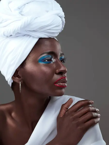 Africká Make Kreativní Žena Nápadem Umění Nebo Hrdost Krásu Domorodé — Stock fotografie