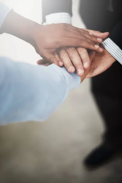 Business People Hands Stack Teamwork Unity Partnership Support Trust Solidarity — Stock Photo, Image