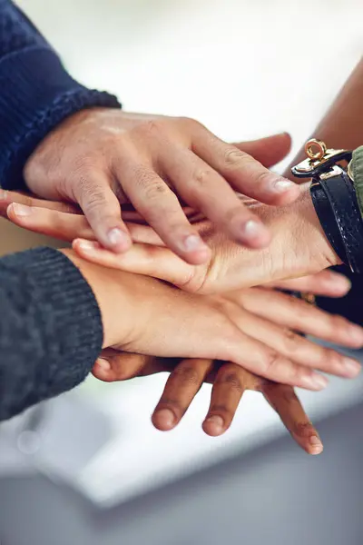 Stack Hands Business People Teamwork Cooperation Motivation Project Launch Staff — Stock Photo, Image