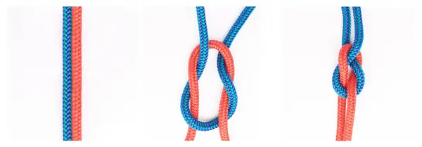 Sailor Tie How Knot Rope Tutorial Guide Instruction Steps Connect — Stockfoto