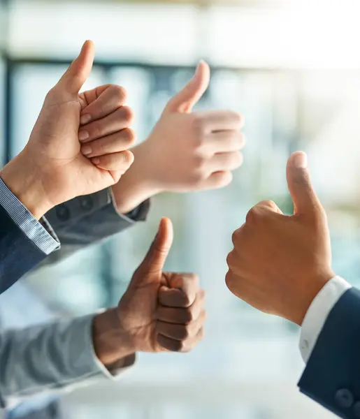 Diversity Emoji Business People Thumbs Office Collaboration Motivation Good News — Stock Photo, Image