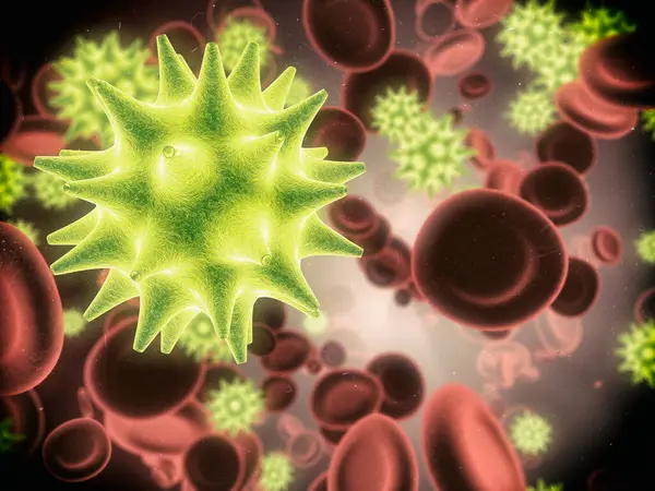Sangue Vírus Molécula Com Resumo Renderização Ilustração Células Bacterianas Sistema — Fotografia de Stock