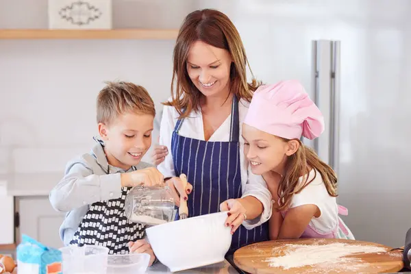 Bakken Familie Recept Keuken Van Thuis Samen Leren Koken Vers — Stockfoto