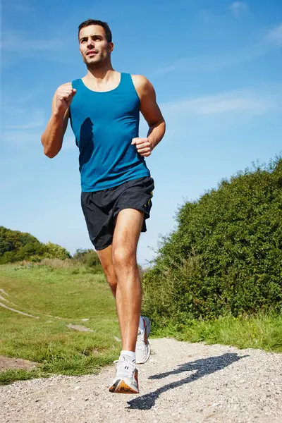 Hardlopen Atleet Mens Fitness Natuur Voor Sport Energie Praktijk Beweging — Stockfoto