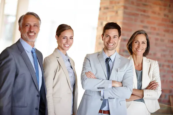 Portrait Corporate People Office Business Teamwork Management Control Career Men — Stock Photo, Image