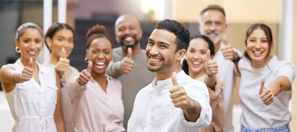 Happy Portrait Business People Thumbs Diversity Great Good Job Well — Stock Photo, Image