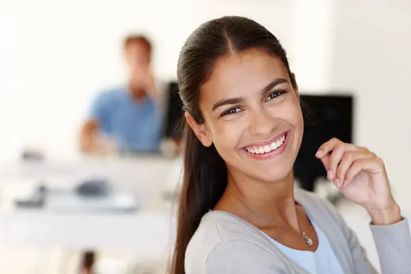 Business Woman Office Portrait Smile Opportunity Internship New Start Company — Stock Photo, Image
