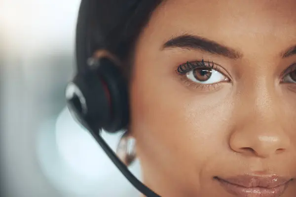 Vrouw Callcenter Headset Portret Contact Secretaresse Assistent Functie Vrouwelijke Persoon — Stockfoto