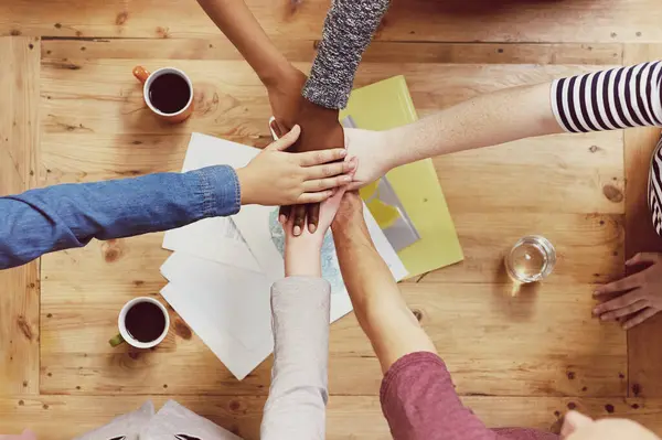 Hands Teamwork Business People Circle Collaboration Community Support Diversity Group — Stock Photo, Image