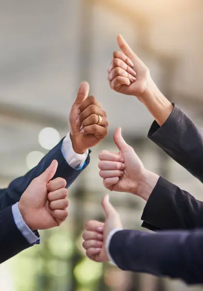 Thumbs Business People Hands Air Success Positive Feedback Well Done — Stock Photo, Image