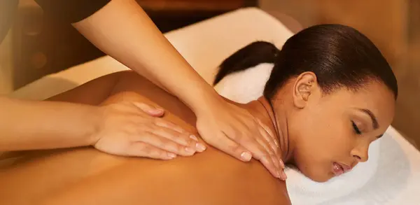 Massage Neck Shoulders Spa Girl Table Peace Wellness Luxury Treatment Imagen De Stock
