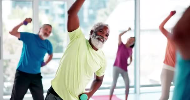 Fitness Greutăți Persoane Vârstă Sala Gimnastică Pentru Sănătate Wellness Clasa — Videoclip de stoc