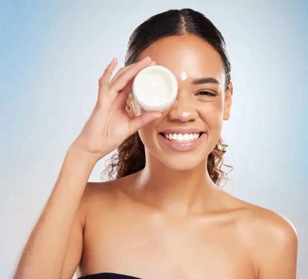 Skincare Studio Portrait Woman Product Cream Benefits Moisturizer Face Female Royalty Free Stock Photos