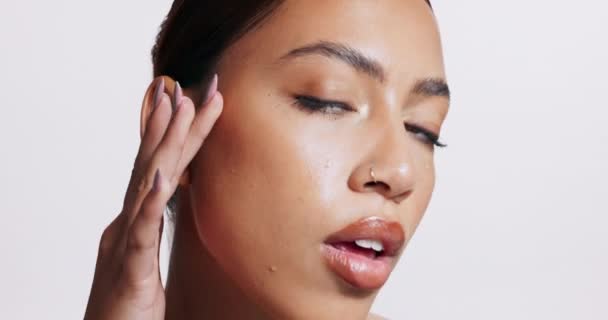 Skincare Beauty Face Woman Studio Cosmetics Wellness Facial Treatment Dermatology — Stock Video