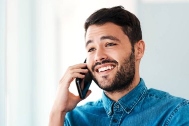 Happy, businessman and phone call with result for communication, new job and career opportunity. Male person, smiling and confident talking on mobile technology for good news and conversation.