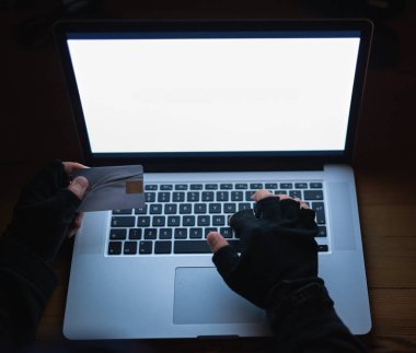 Kredi kartı, finans ve bilgisayar korsanları, finansal bilgiler için yazılım veritabanını, şifreyi ya da güvenlik saldırısını hackleyerek gece bilgisayar başında. Gizlilik riski için suç, daktilo ve dijital bankacılık dolandırıcılığı.
