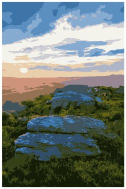 Çalışma Projeleri Yönetimi tarzında Peak District Ulusal Parkı 'nın nostaljik geçmişe dönüş posteri..