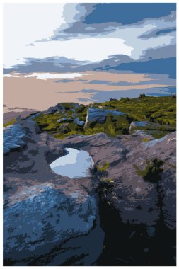 Çalışma Projeleri Yönetimi tarzında Peak District Ulusal Parkı 'nın nostaljik geçmişe dönüş posteri..