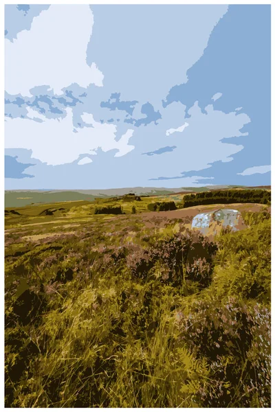 英国山顶区国家公园的怀旧复古旅游海报 风格为工作项目管理 — 图库矢量图片