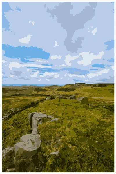 英国山顶区国家公园的怀旧复古旅游海报 风格为工作项目管理 — 图库矢量图片