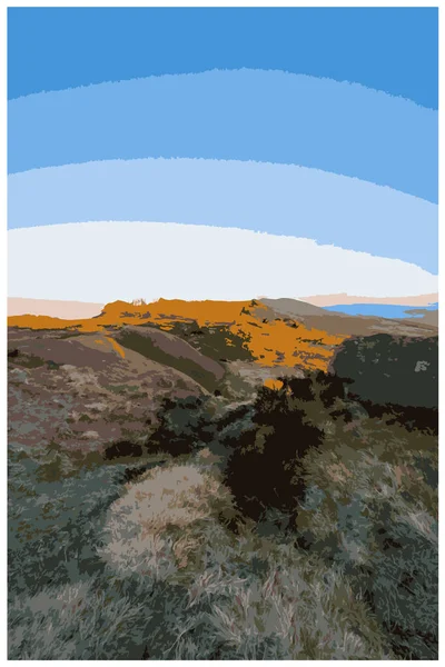 Affiche Voyage Rétro Nostalgique Peak District National Park Angleterre Royaume — Image vectorielle