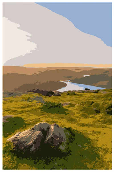 Nostalgic Retro Travel Poster Peak District National Park Αγγλία Ηνωμένο — Διανυσματικό Αρχείο
