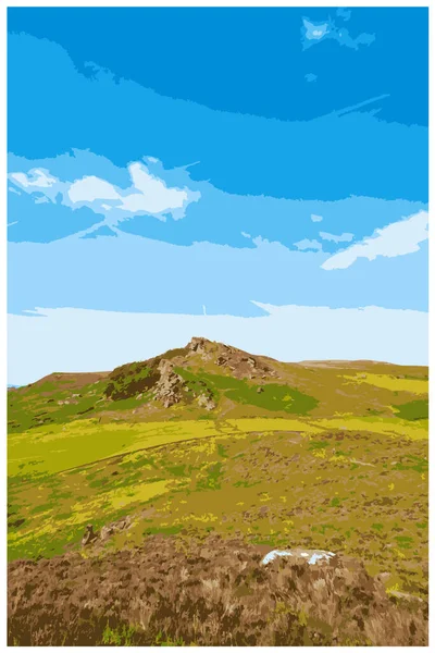 Poster Perjalanan Retro Notalgik Dari Peak District National Park Inggris - Stok Vektor