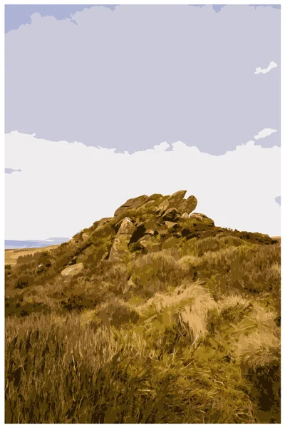 Affiche Voyage Rétro Nostalgique Peak District National Park Angleterre Royaume — Image vectorielle
