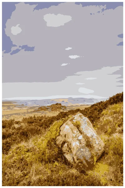 Nostalgische Retro Reisposter Van Het Peak District National Park Engeland — Stockvector