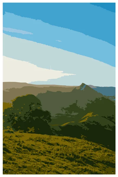 Nostalgic Retro Travel Poster Peak District National Park England Style — Stockový vektor