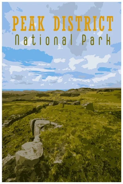Çalışma Projeleri Yönetimi tarzında Peak District Ulusal Parkı 'nın nostaljik geçmişe dönüş posteri..