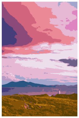 Llanddwyn Deniz Feneri 'nin nostaljik geçmişe dönüş posteri, Anglesey, Galler Çalışma Projeleri Yönetimi.