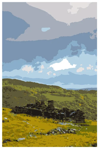 Affiche Voyage Rétro Nostalgique Une Scène Paysage Rural Générique Royaume — Image vectorielle